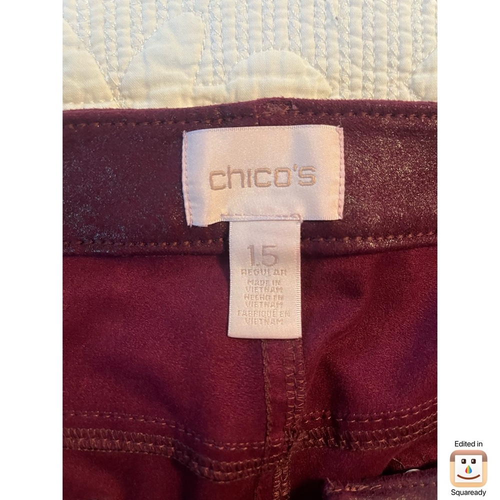 Chico’s Faux Leather Burgundy Pants - Picture 5 of 5